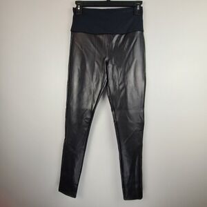 Assets Spanx Leggings All Over Faux Leather Black Pull On Pants S Stretch Waist